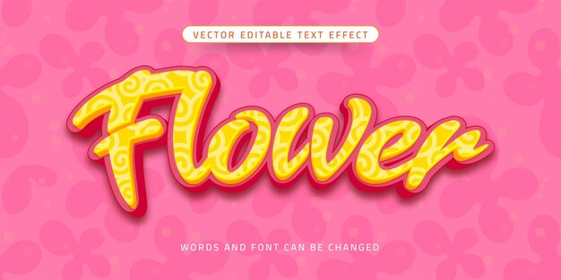 Efecto de texto editable de estilo 3d de texto de flor