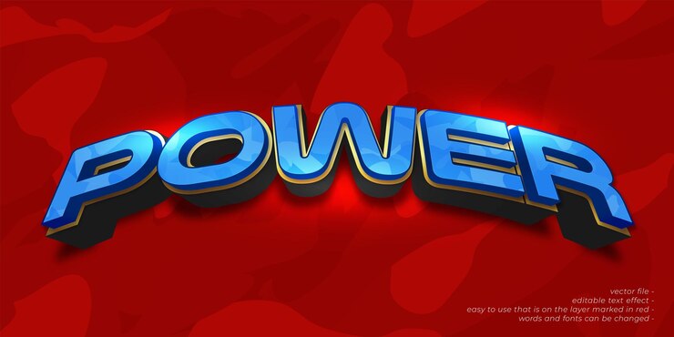 Vector efecto de texto editable de estilo 3d de texto de poder