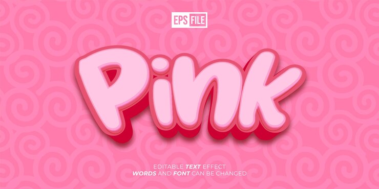 Vector efecto de texto editable de estilo 3d de texto rosa