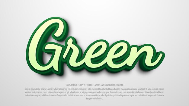 Efecto de texto editable de estilo 3d verde