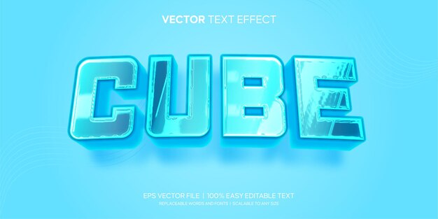 Efecto de texto editable de estilo 3d de vidrio helado de cubo