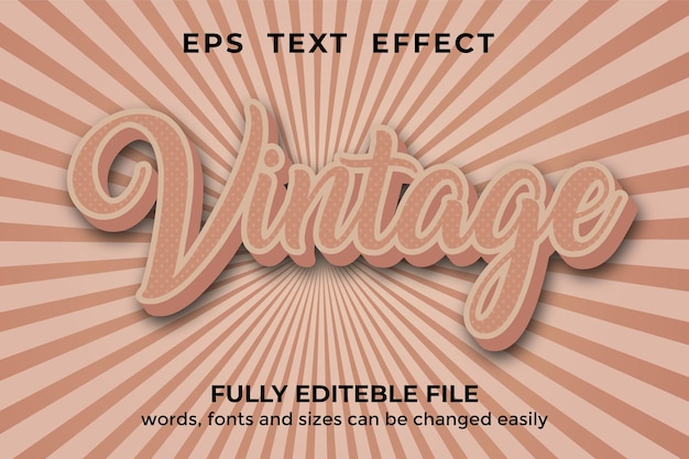 Efecto de texto editable de estilo 3d vintage Vector Premium