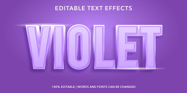 Efecto de texto editable de estilo 3d violeta