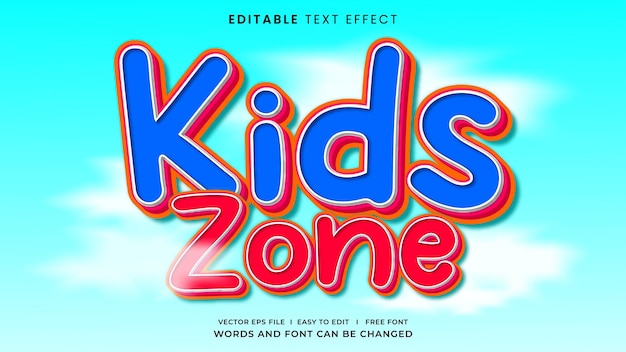 Efecto de texto editable de estilo 3d de zona infantil