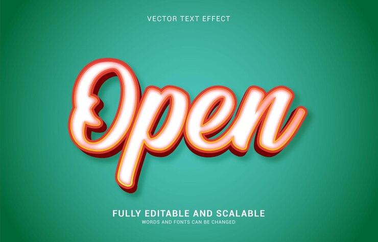 Vector efecto de texto editable estilo abierto