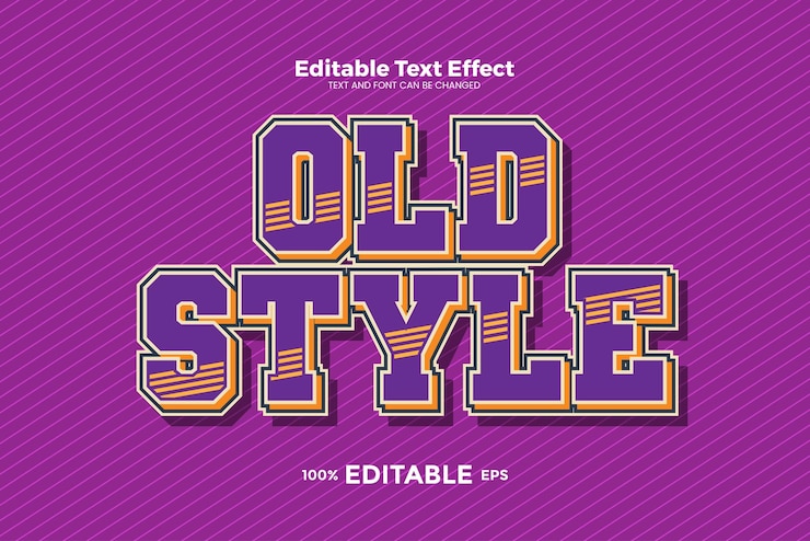 Vector efecto de texto editable de estilo antiguo en estilo de tendencia moderna