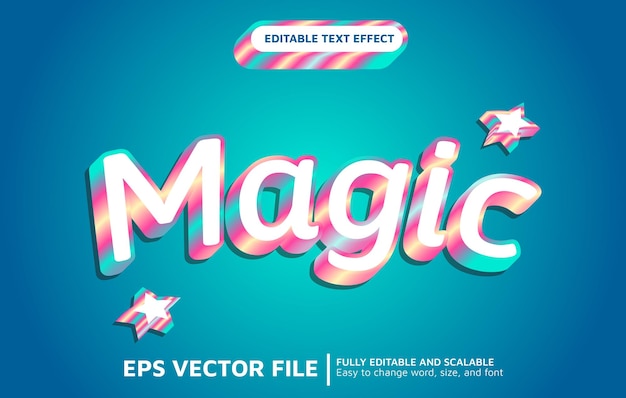 Vector efecto de texto editable con estilo de arco iris mágico