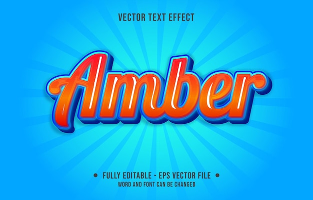 Vector efecto de texto editable - estilo artístico de color azul naranja degradado ámbar