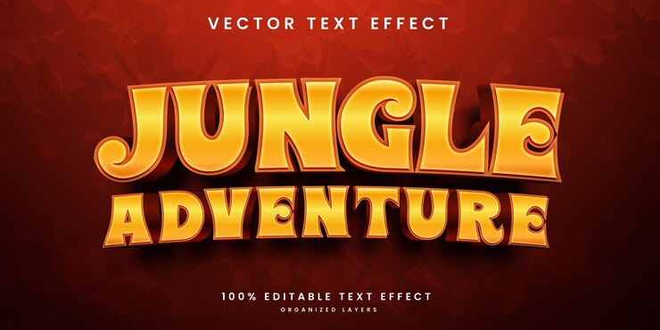 Vector efecto de texto editable en estilo aventura en la jungla vector premium