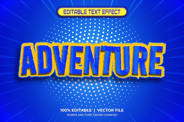 Efecto de texto editable estilo de aventura mundial.