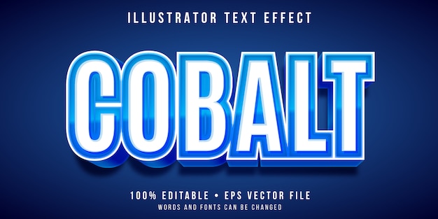 Efecto de texto editable - estilo azul cobalto