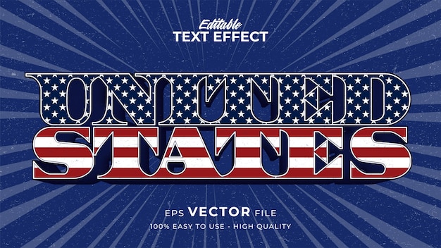 Vector efecto de texto editable estilo de bandera de américa día de la independencia ee. uu. 4 de julio