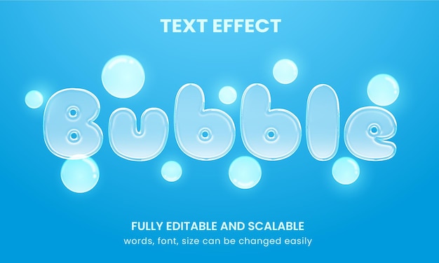 Vector efecto de texto editable estilo burbuja de agua