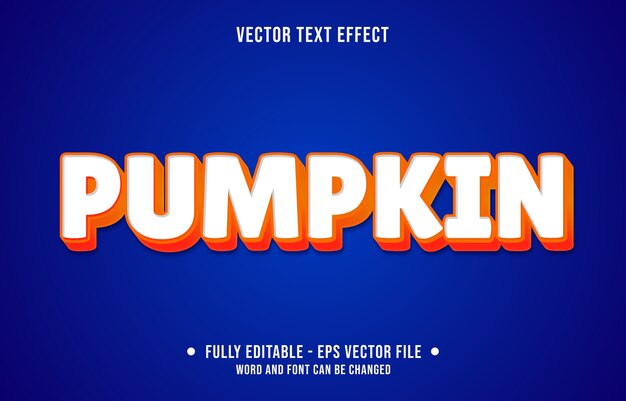 Vector efecto de texto editable estilo calabaza naranja limpia