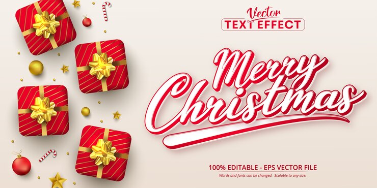Vector efecto de texto editable de estilo de caligrafía de texto de feliz navidad
