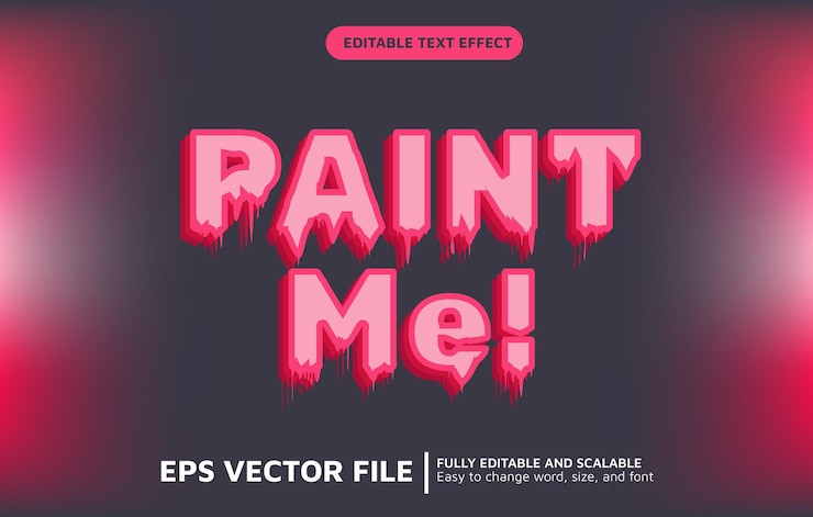 Vector efecto de texto editable con estilo en capas rojo y rosa suave en la fuente de pintura húmeda rubik