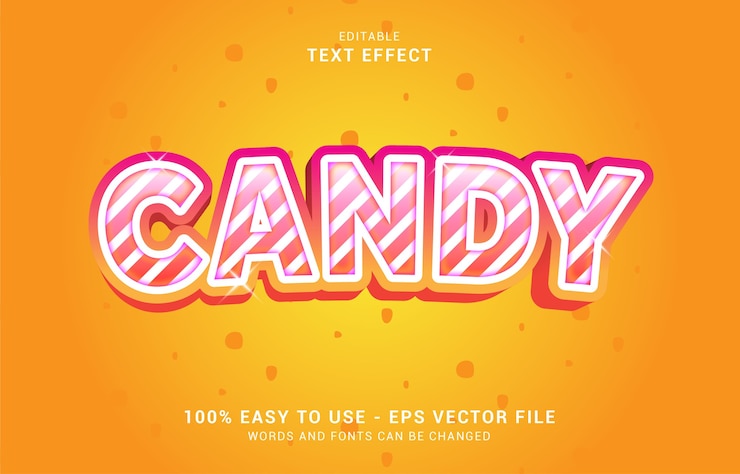 Vector efecto de texto editable, estilo caramelo