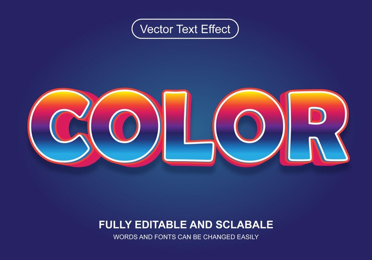 Vector efecto de texto editable de estilo de color 3d
