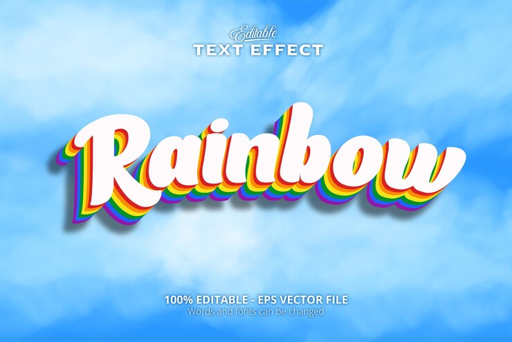Vector efecto de texto editable estilo colorido efecto de texto arcoíris texto 3d