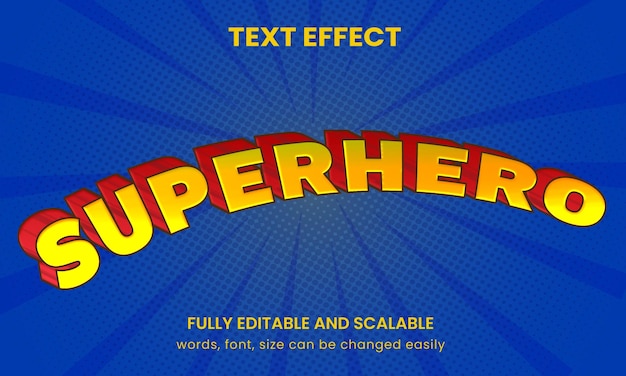 Vector efecto de texto editable de estilo cómic de superhéroe