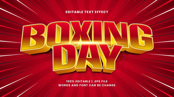 Vector efecto de texto editable de estilo cómico del boxing day