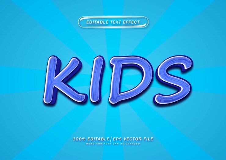 Vector efecto de texto editable de estilo cómico para niños