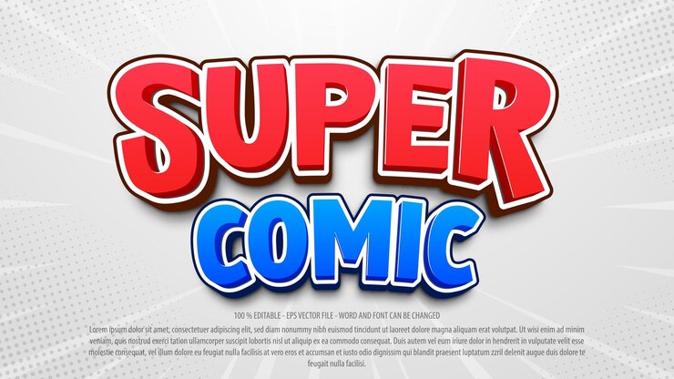 Vector efecto de texto editable de estilo cómico súper 3d