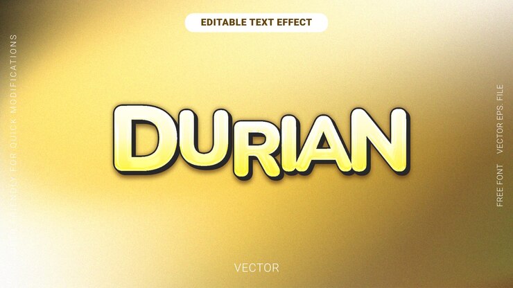 Vector efecto de texto editable estilo cromo durian con vector de fondo de ruido granulado