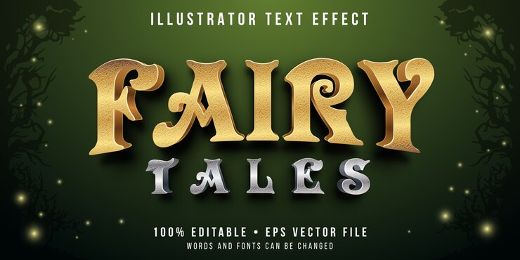 Vector efecto de texto editable - estilo cuento de hadas