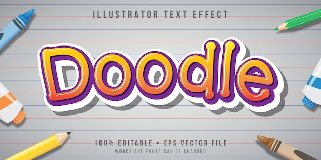 Efecto de texto editable - estilo de dibujo infantil