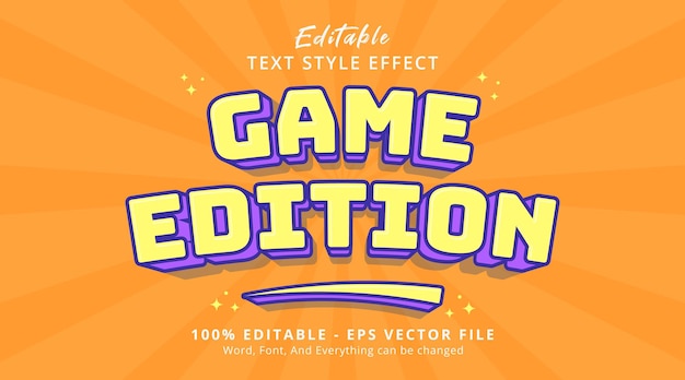 Efecto de texto editable estilo de dibujos animados 3D de la edición de juegos