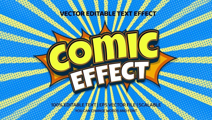 Vector efecto de texto editable estilo de dibujos animados cómicos 3d vector premium