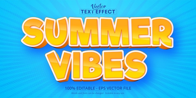 Efecto de texto editable de estilo de dibujos animados de texto de Summer Vibes