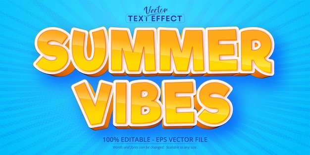 Efecto de texto editable de estilo de dibujos animados de texto de summer vibes