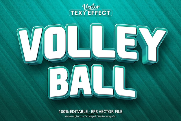 Efecto de texto editable de estilo de dibujos animados de voleibol