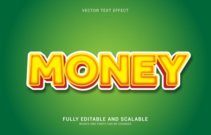 Vector efecto de texto editable el estilo de dinero se puede usar para hacer título