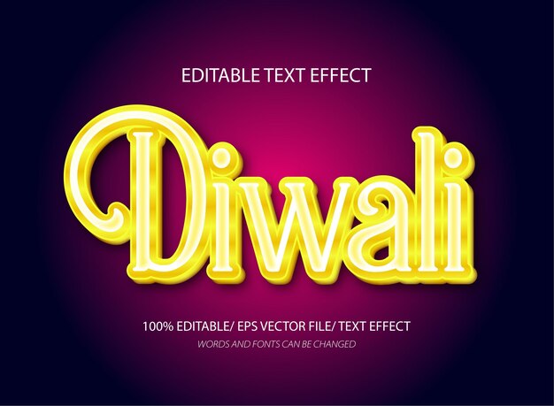 Efecto de texto editable de estilo diwali en 3D