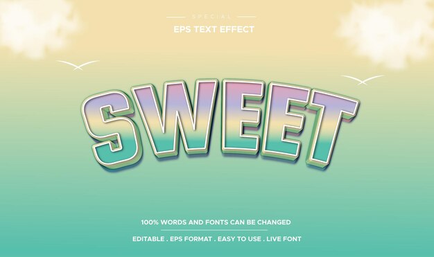 Efecto de texto editable estilo dulce