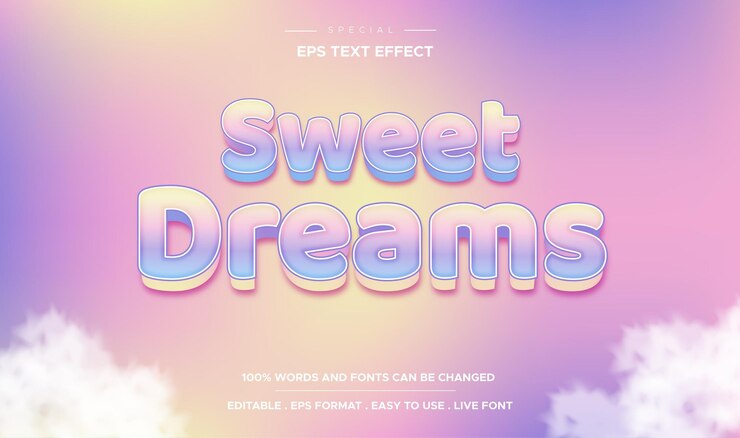 Vector efecto de texto editable estilo dulces sueños