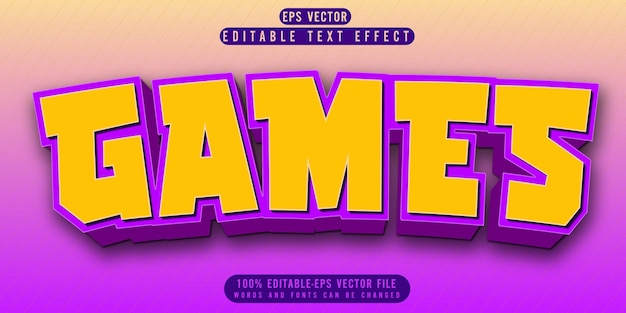 Vector efecto de texto editable en estilo de efecto de capa de juegos lindos