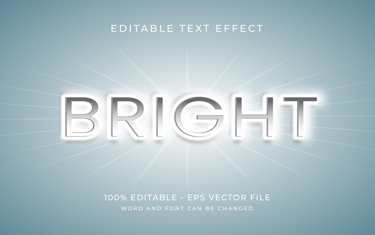 Vector efecto de texto editable de estilo de efecto de texto 3d brillante de luz