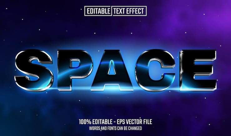 Vector efecto de texto editable de estilo espacio 3d