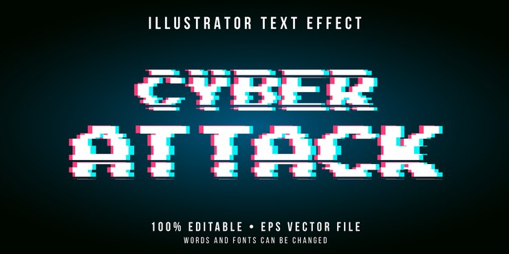 Vector efecto de texto editable: estilo de falla cibernética