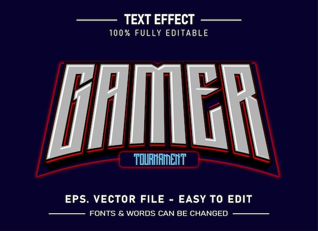 Efecto de texto editable estilo de fuente esport 3d gamer