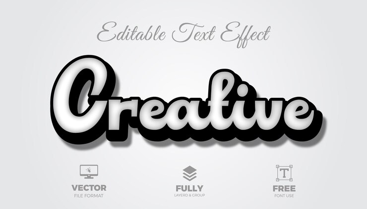 Vector efecto de texto editable estilo de fuente moderno 3d creativo y minimalista
