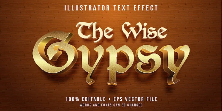 Vector efecto de texto editable - estilo gitano dorado