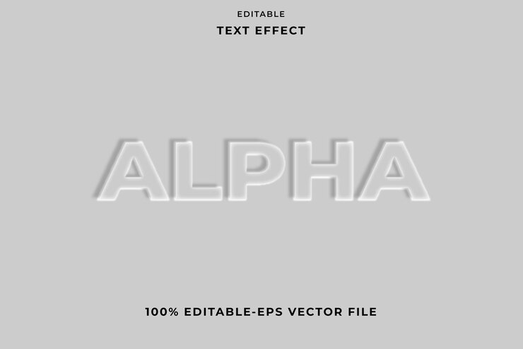 Vector efecto texto editable estilo grabado alpha