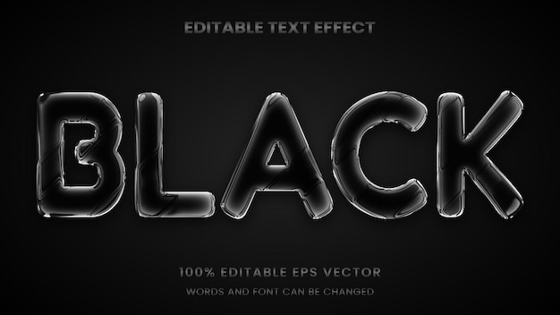 Efecto de texto editable de estilo gráfico 3d de cromo negro oscuro