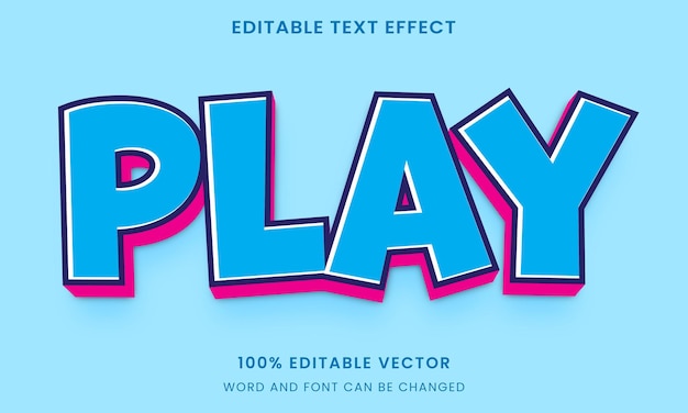 Vector efecto de texto editable de estilo gráfico 3d de título juguetón de niños lindos coloridos