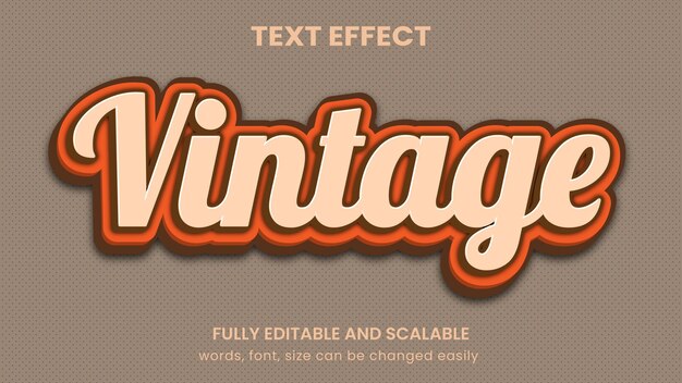 Efecto de texto editable de estilo gráfico clásico retro vintage